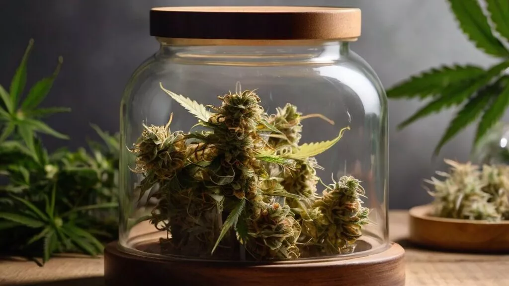 default a bunch of cannabis flowers inside a pot made of trans 0