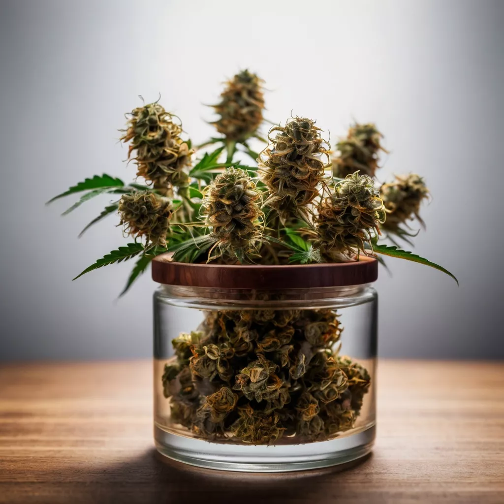 default a bunch of cannabis flowers inside a pot made of trans 1