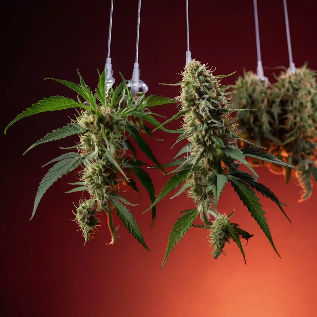 default cannabis flowers with their stem cut and hanging upsid 3