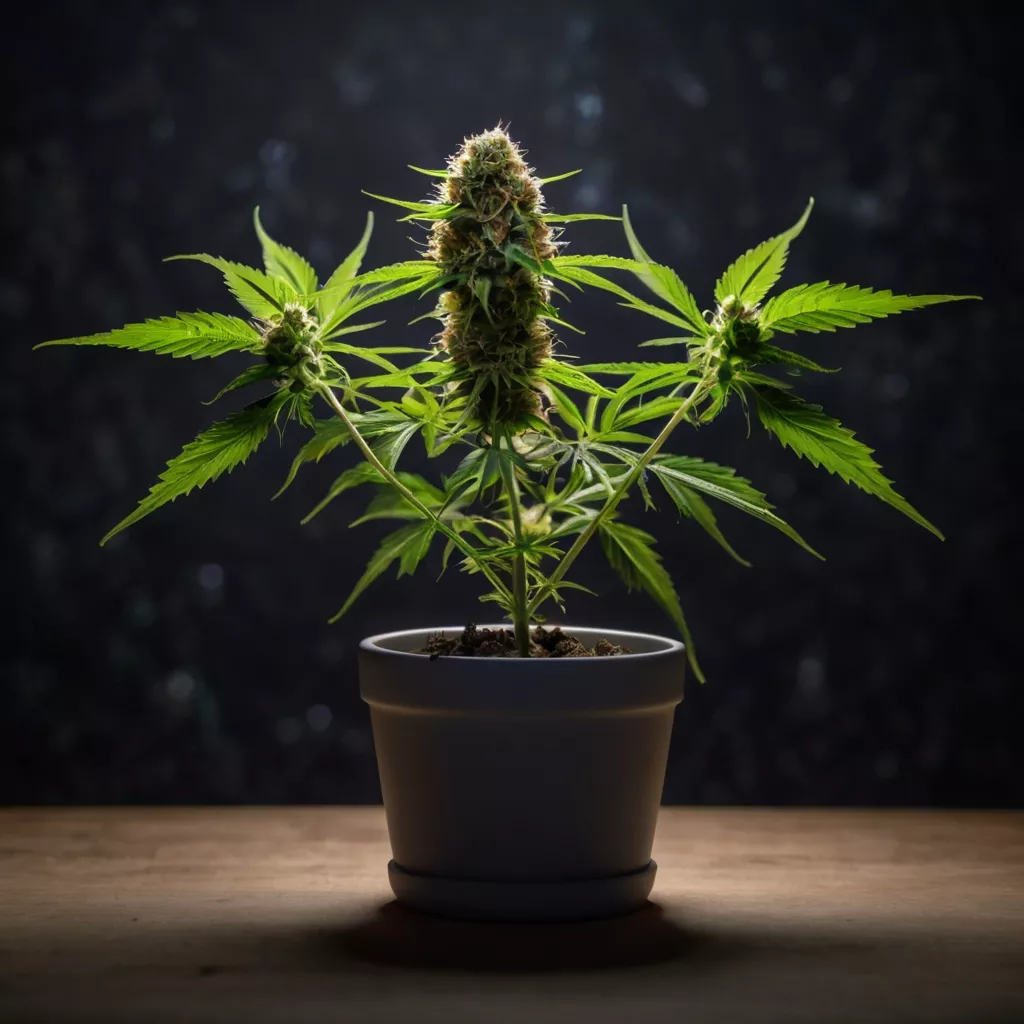 default generate an image that has a cannabis plant in the cen 2