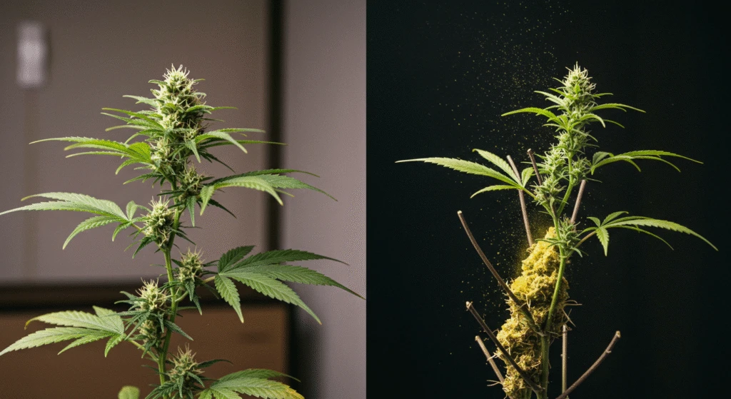 planta de cannabis con polen