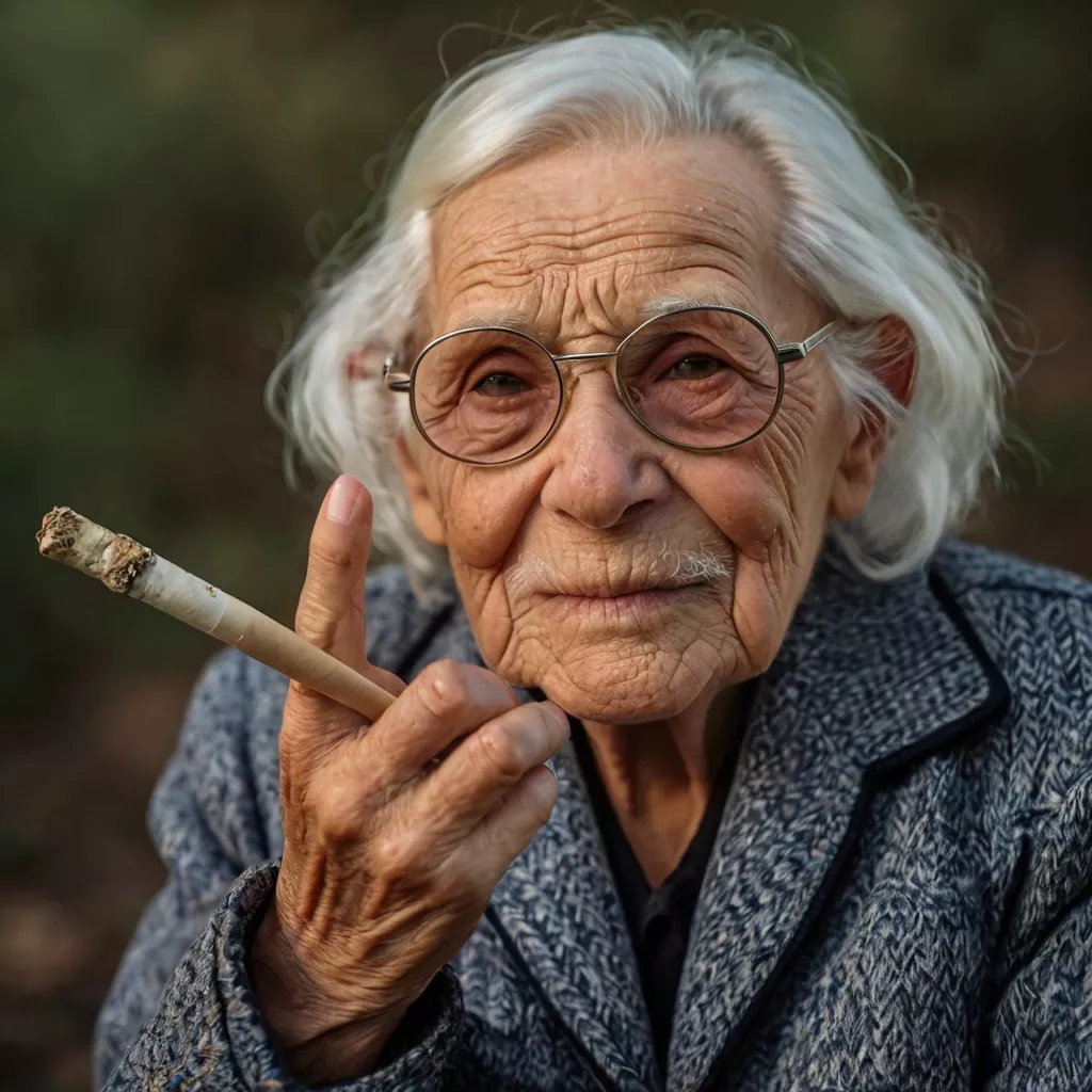 default an elderly person with a joint in his hand 0