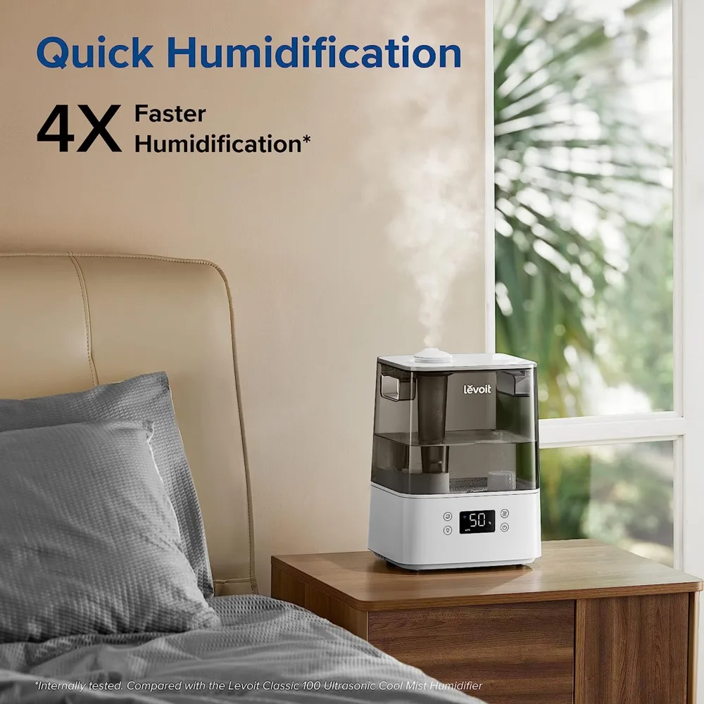 humidificadores levoit 6l smart wifi top fill cool mist air humidificador ultrasónico para plantas, niños, difusor de aceite esencial, silencioso, fácil de limpiar, sin filtro, funciona con alexa