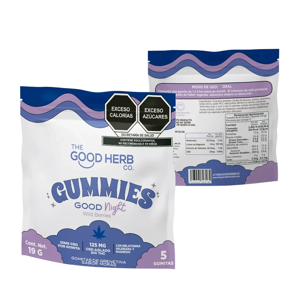 the good herb co. gomitas good night sleep | para dormir con cbd + melatonina +magnesio + valeriana | 25 mg/pza