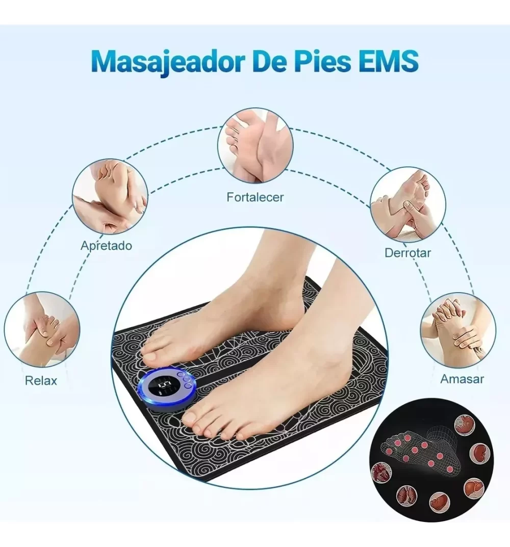 almohadilla masajeadora de pies, 1 unidad, estimulador muscular eléctrico ems para pies, estera de masaje de pulso abs de acupuntura tens