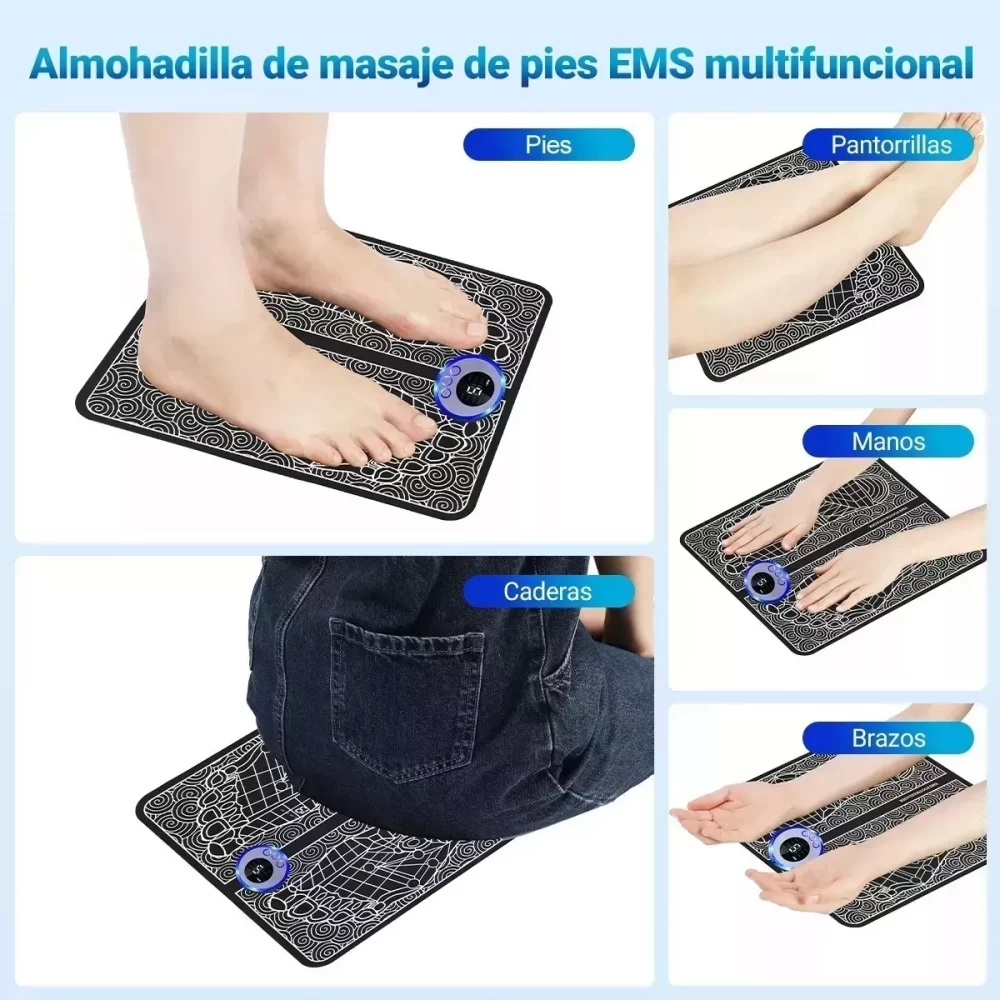 almohadilla masajeadora de pies, 1 unidad, estimulador muscular eléctrico ems para pies, estera de masaje de pulso abs de acupuntura tens