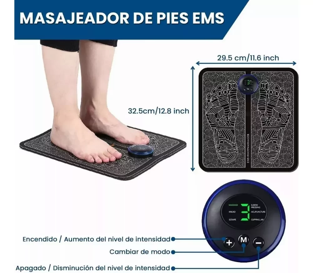 almohadilla masajeadora de pies, 1 unidad, estimulador muscular eléctrico ems para pies, estera de masaje de pulso abs de acupuntura tens