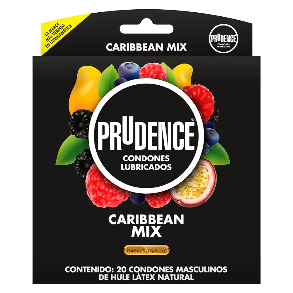 paquete de condones prudence | caribbean | varios sabores | 20 piezas