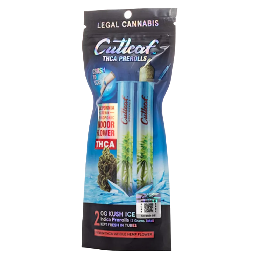 prerolados | cutleaf ice | thc a + cbd + cbd | cápsula mentodala en el filtro | 2 piezas | 2 gr