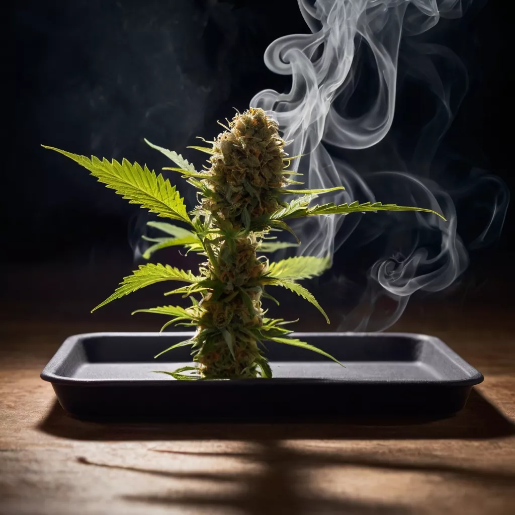 flores de cannabis sobre una bandeja 
