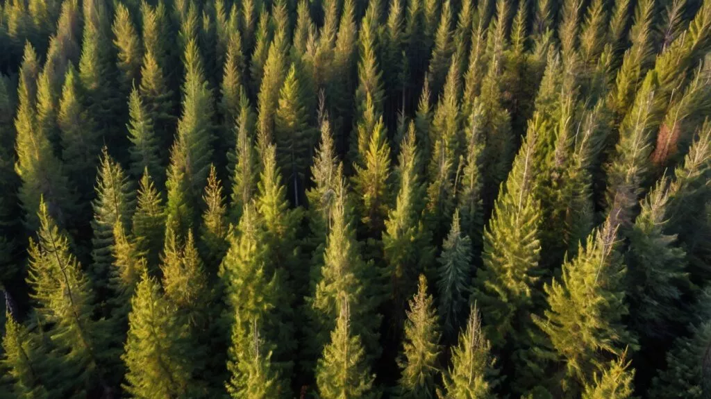 a field full of pine trees 0
