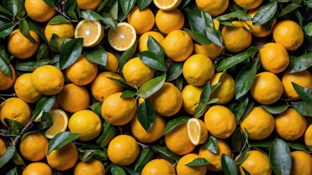 a field with trees full of lemons a 2