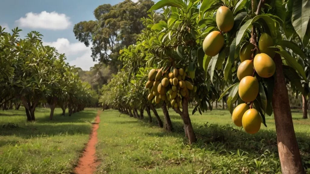 a field with trees full of mangoes 3