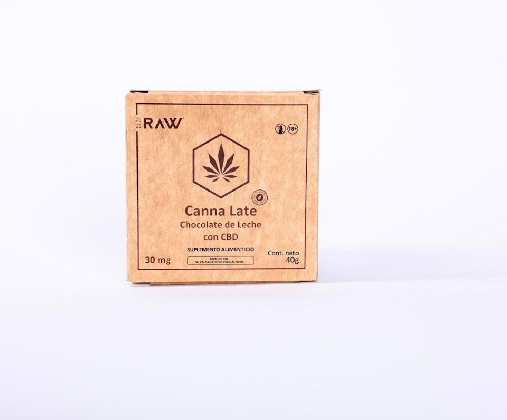 chocolate de leche con cbd 15mg | the canna raw | cannalate | 40 grms