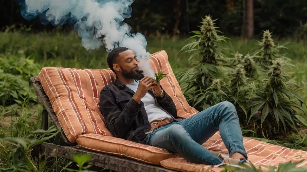 a person smoking, cannabis cbd serotonina