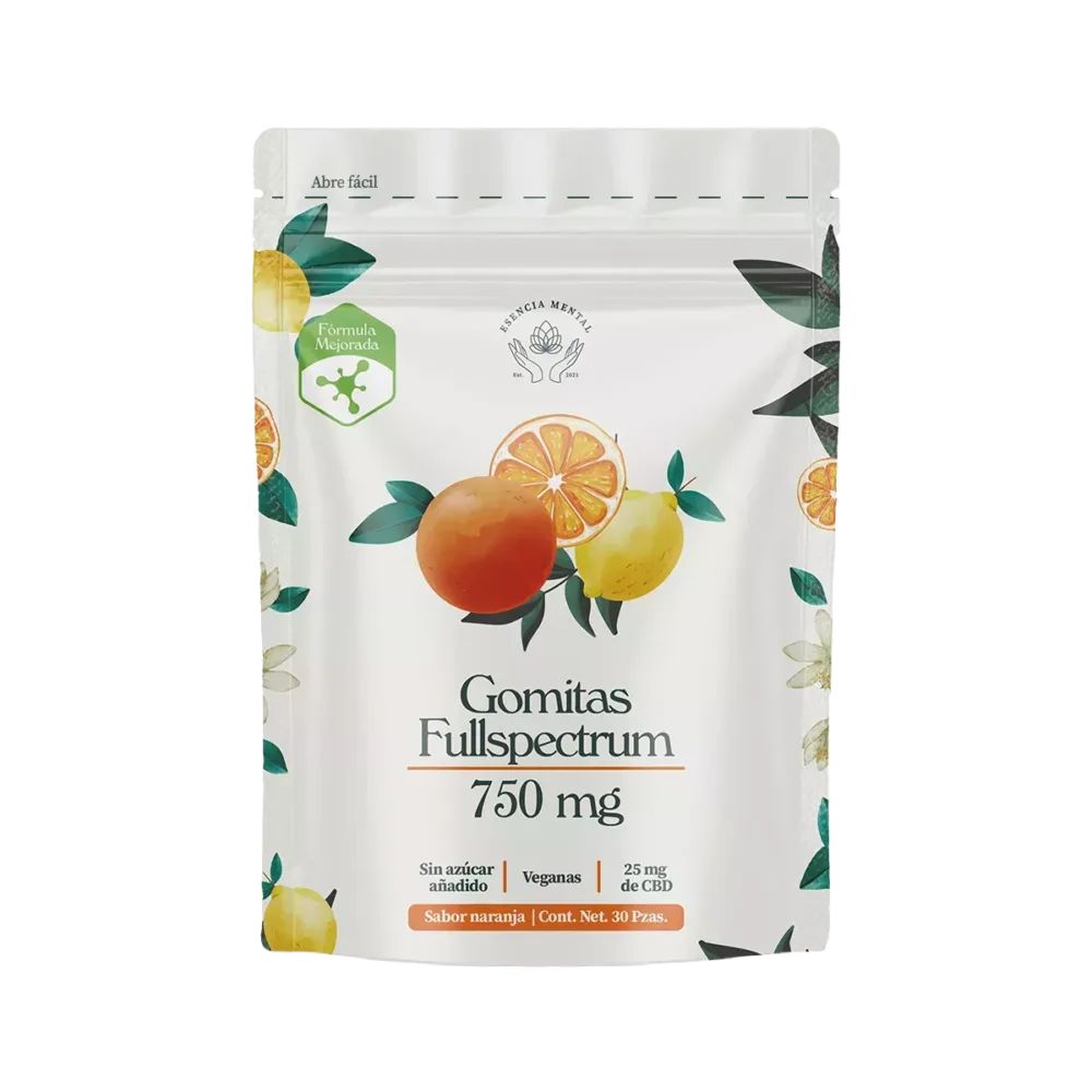 gomitas de cbd sabor naranja | 750 mg | esencia mental | 30 piezas
