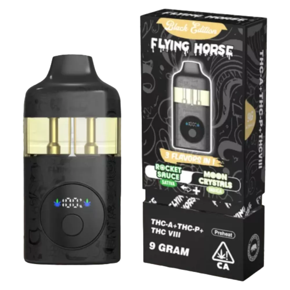 vape desechable | flying horse | thc a + thc p + thc viii + live resin | pantalla led y botón para elegir cepa 3 en 1 | 9 gramos
