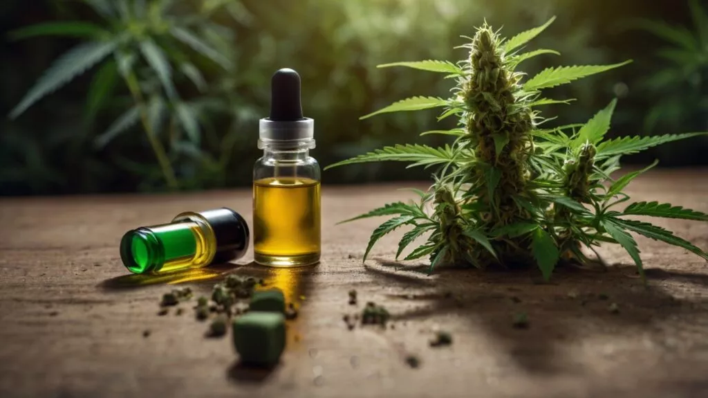 cannabis plants a vial of cbd oil 0
