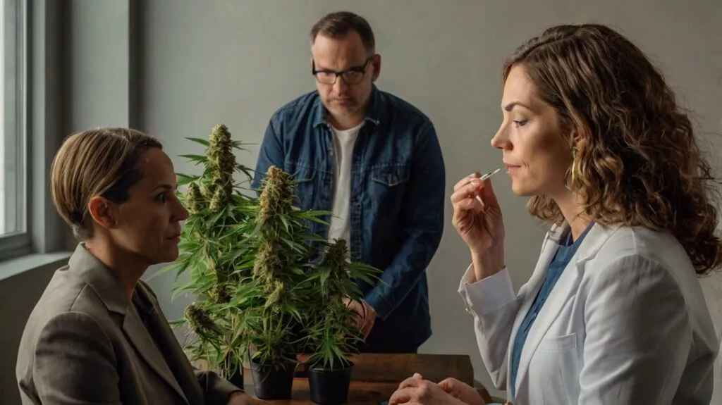 People judging a person who is using cannabis 1