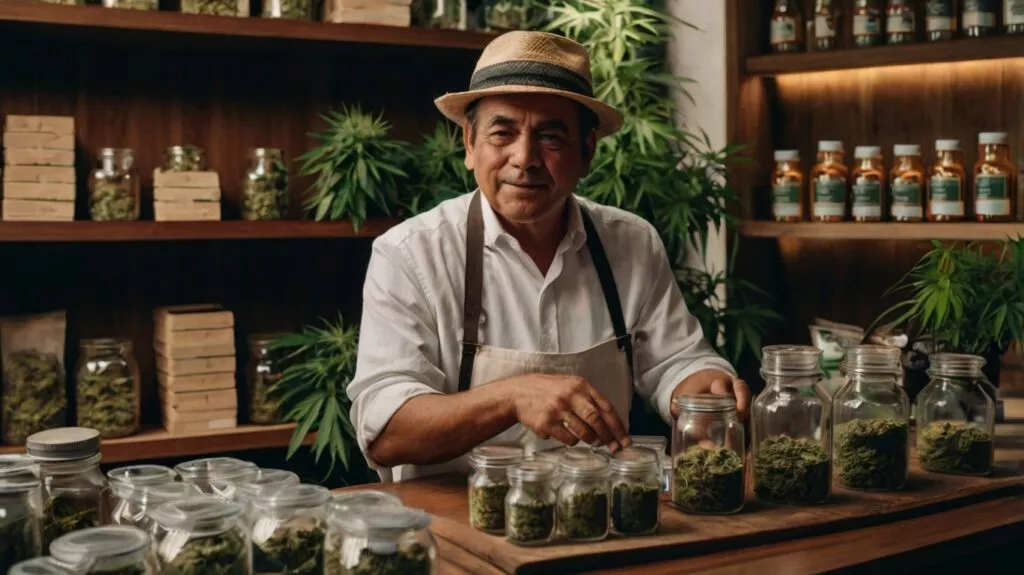 someone selling cannabis at a dispensary in m 3