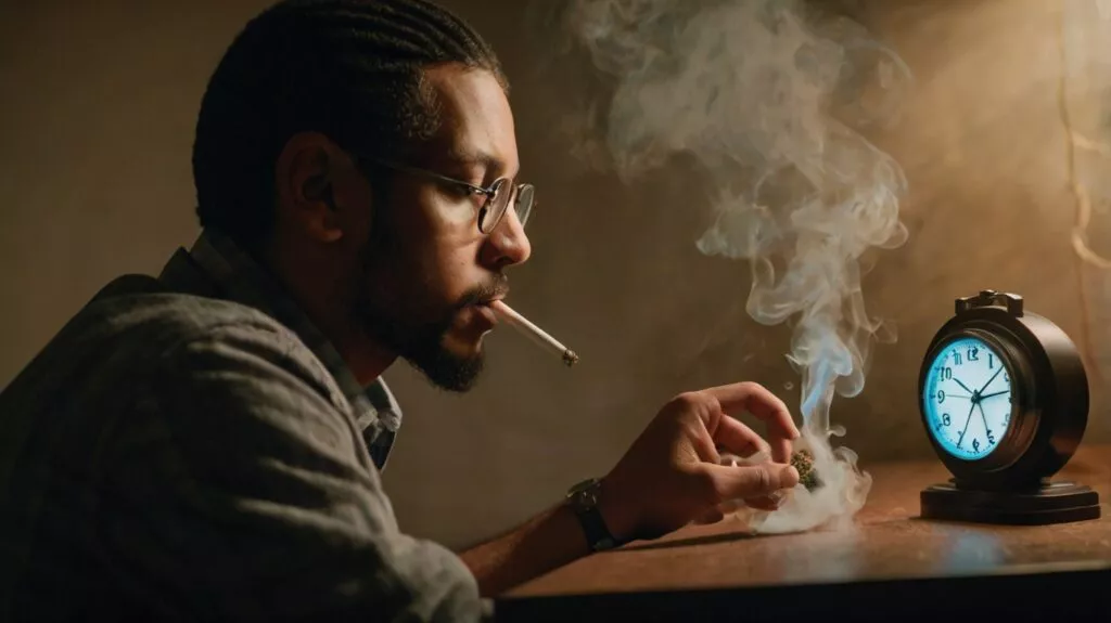 a person watching an analog clock smoking ma 2