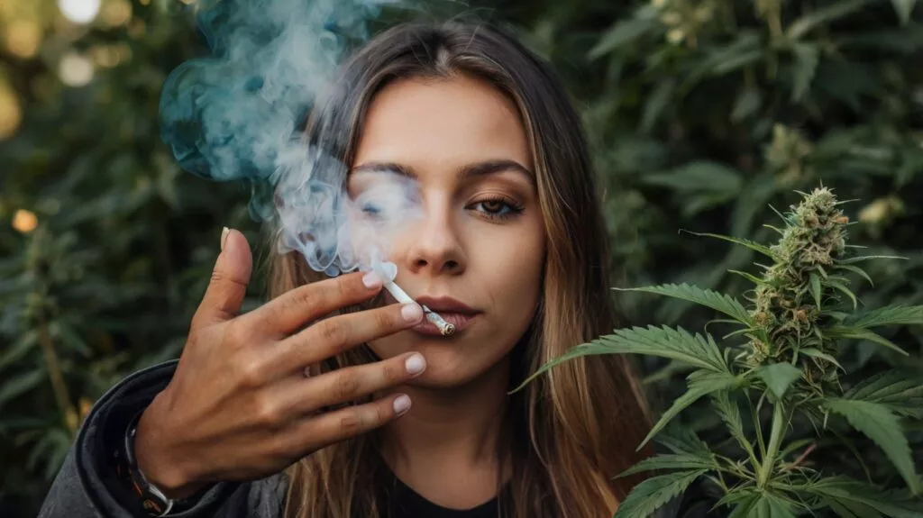 a person smoking cannabis with one 2