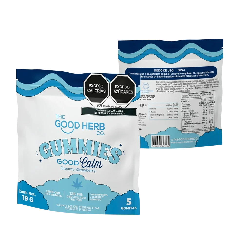the good herb gomitas good calm | cbd + pasiflora + l teanina y magnesio | 25 mg/pza