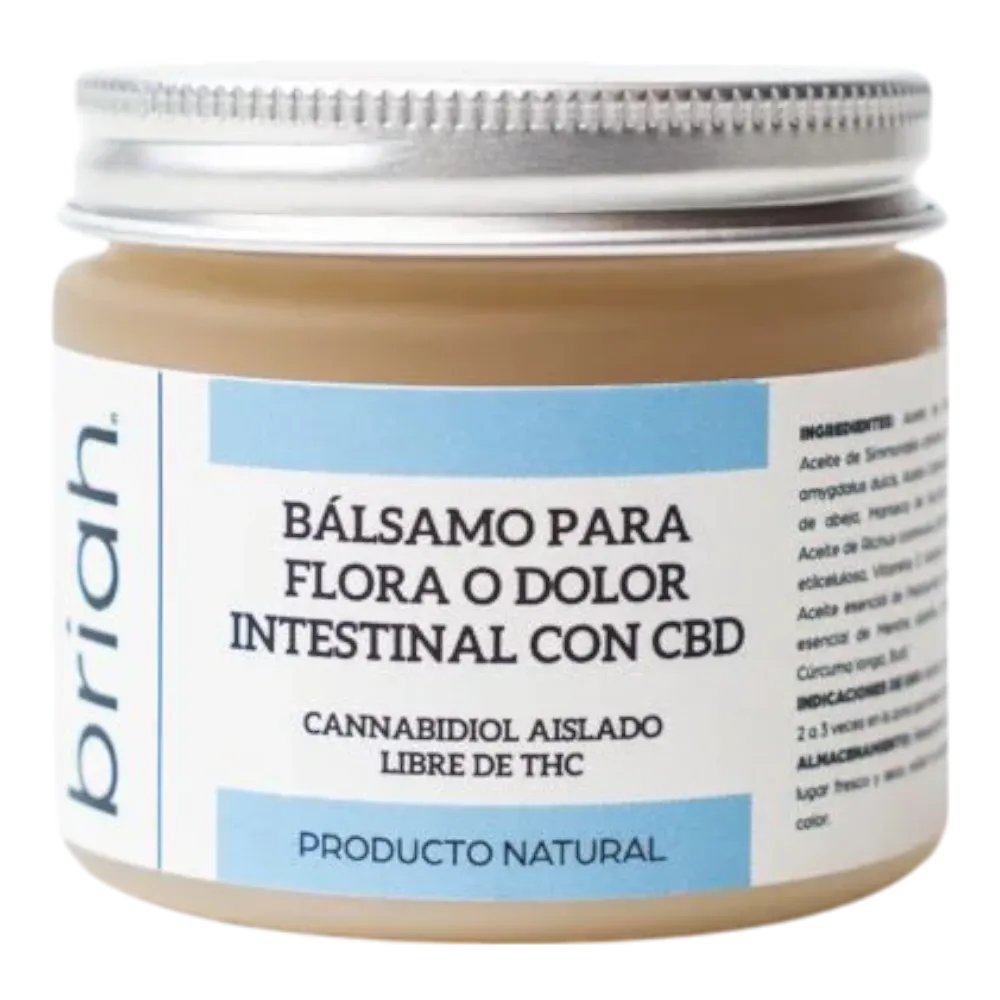 briah | bálsamo para dolor intestinal, flora dolores menstruales con cbd aislado 500 mg o 1000 mg | 57g