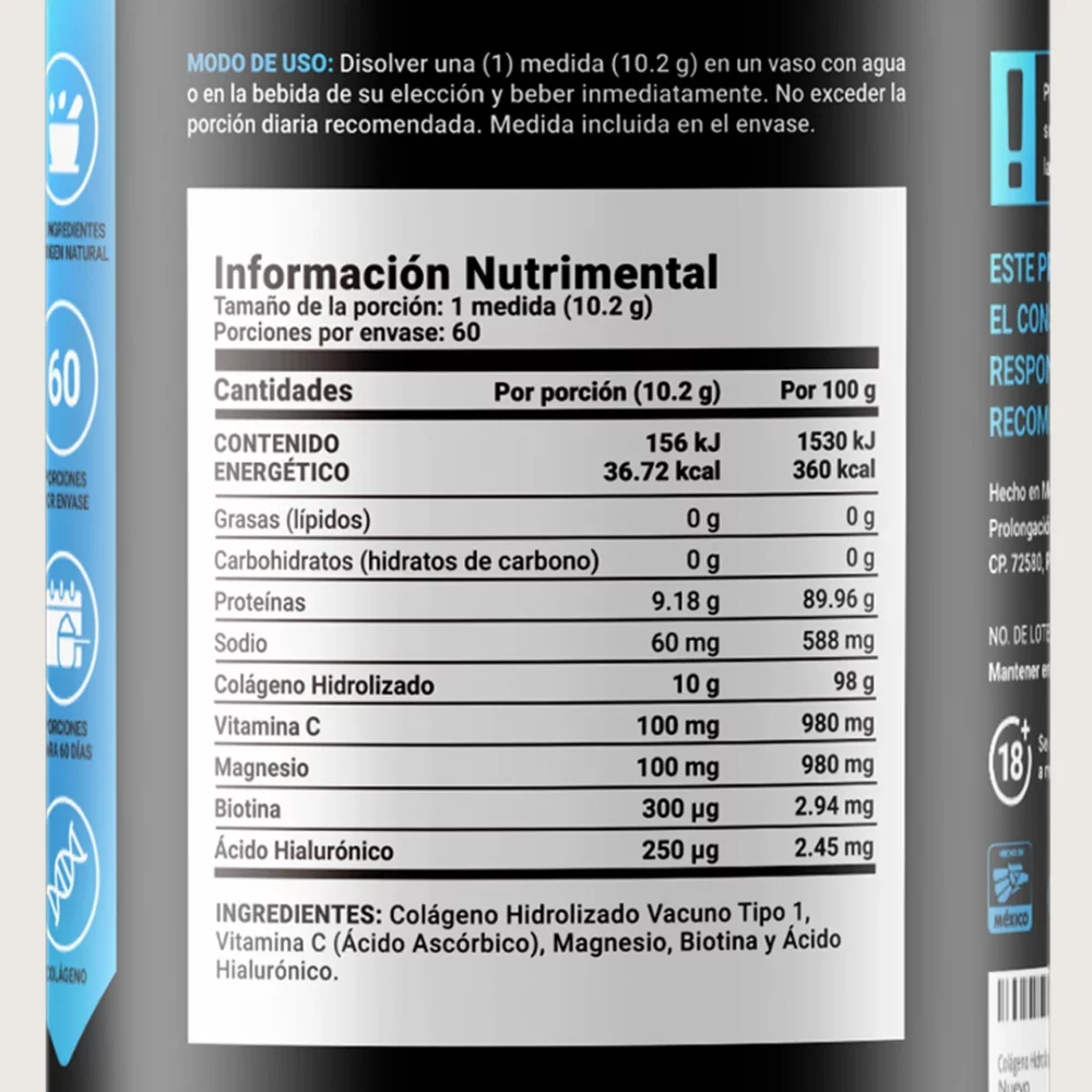 b life | colágeno hidrolizado y biotina en polvo