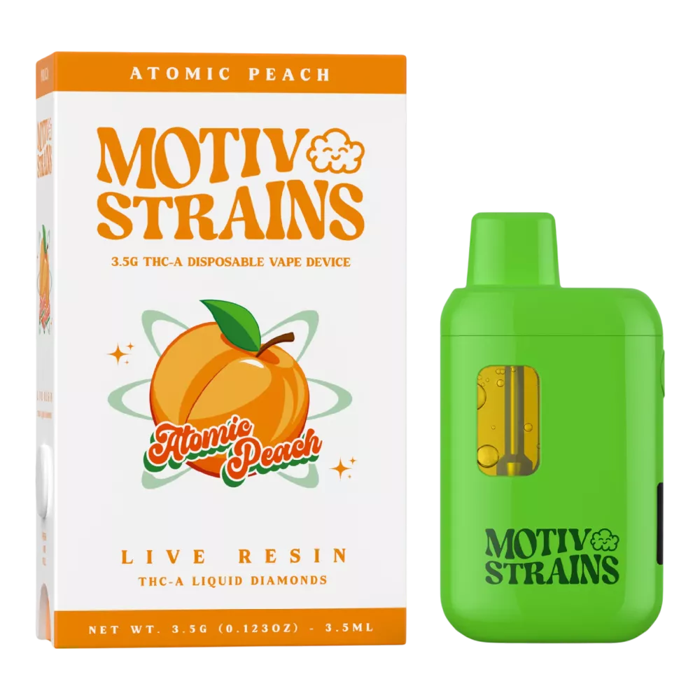 motiv strains live resin disposable atomic peach photoroom