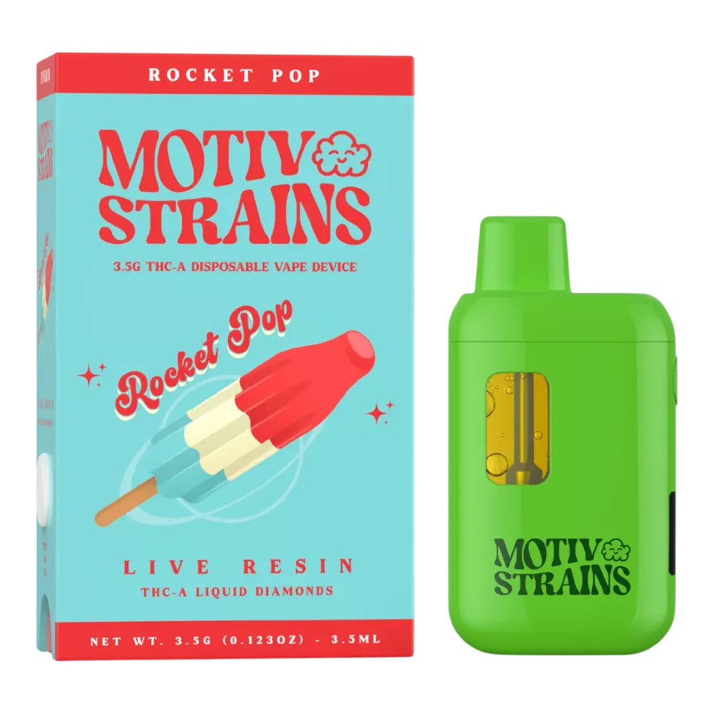 motiv strains live resin disposable rocket pop photoroom