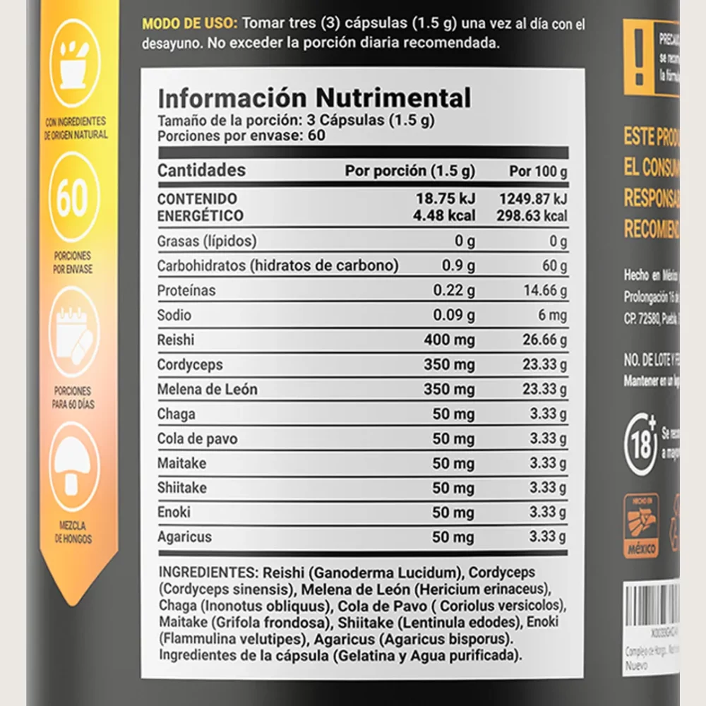 b life | mushroom blend | mezcla de hongos adaptógenos | 180 cápsulas