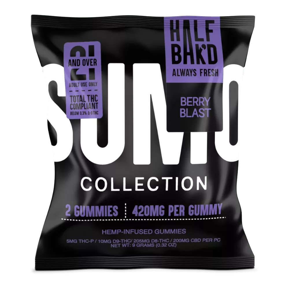gomitas sumo half bak’d | thc p + delta 9 + delta 8 + cbd | alta potencia | 2 piezas | 450 mg