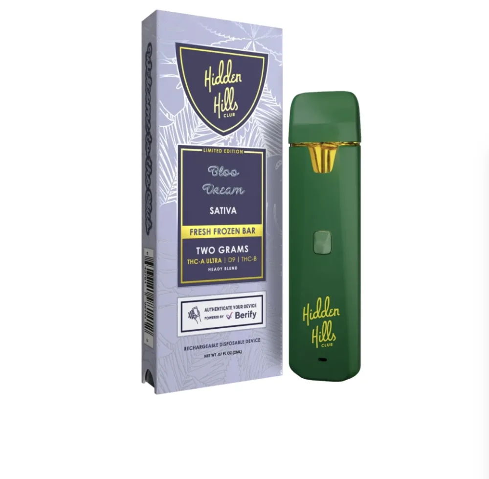 hidden hills | vape desechable | heady blend | thc a ultra + d9 + thc b | 2 g sativa, pink green crack