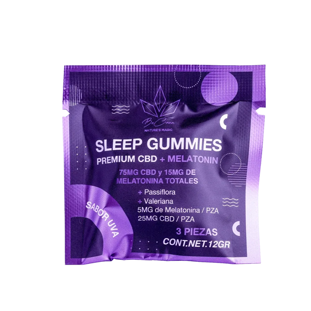 be cana | gomitas para dormir con cbd | 30 mg/pza + melatonina | 30 piezas uva, 3 piezas