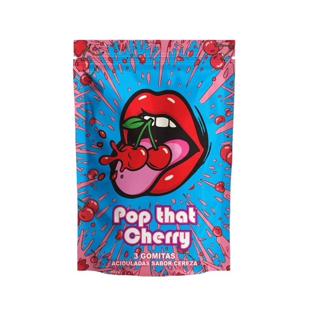 pop that cherry | gomitas aciduadas | 35mg thc | 15 mg hhc | 7 mg thc p | 3 piezas