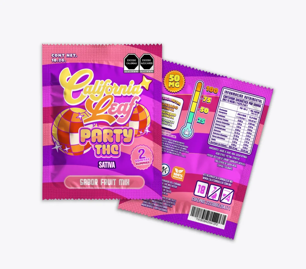 california leaf gomitas party delta 9 thc 2 piezas 30 mg o 50 mg