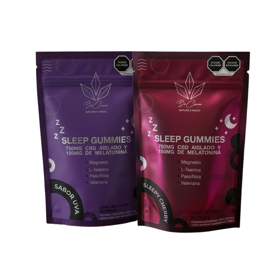 be cana | gomitas para dormir con cbd | 30 mg/pza + melatonina cherry, 3 piezas