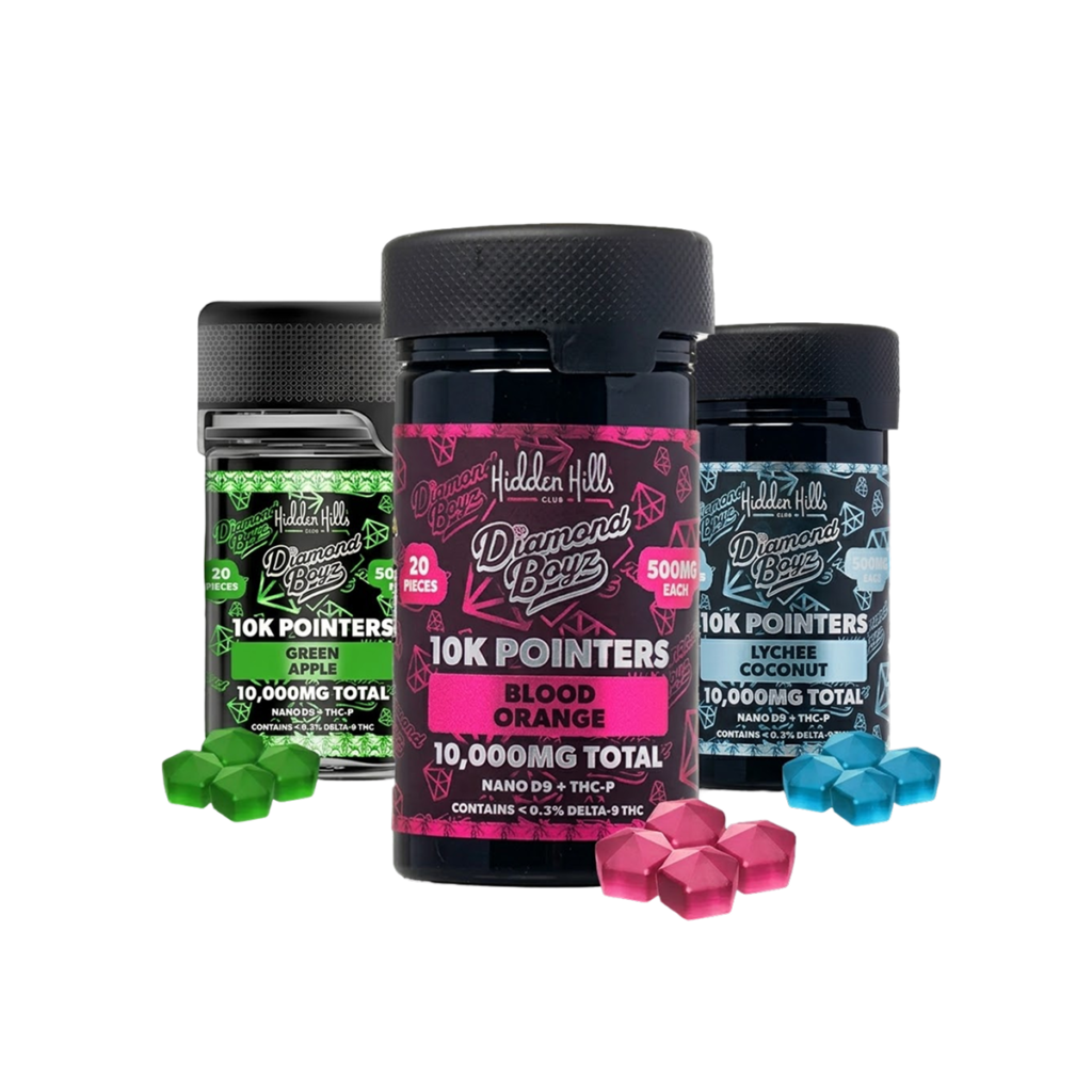 hidden hills diamond boyz | delta 9 thc + thc p | 10k pointers | 10,000 mg por frasco | 500 mg | 20 pz