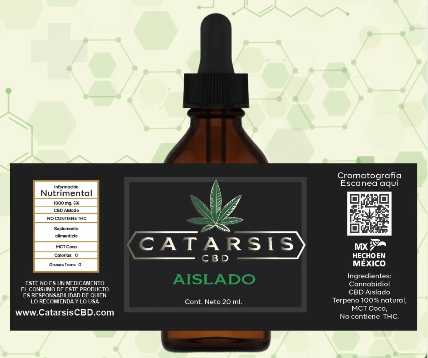Catarsis CBD aislado botella Catarsis CBD aislado botella