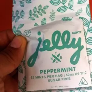deliciosas mentas infusionadas | not your bakery jelly | delta 9 thc | 50 mg por bolsa | 25 piezas
