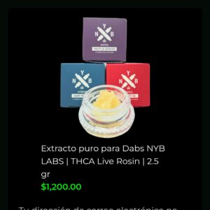 extracto puro para dabs nyb labs | thca live rosin | 2.5 gr