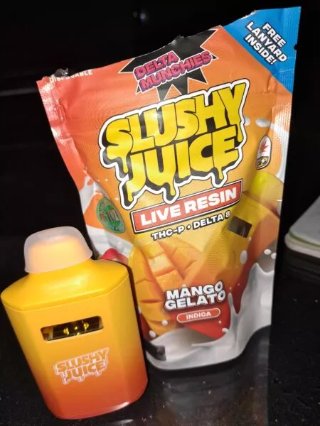 vape desechable delta munchies slushy juice | thcp + delta 8 + live resin | 4 gr + correa de regalo