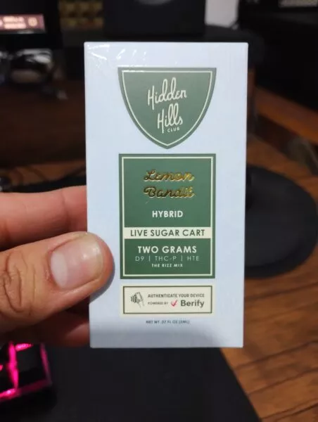 cartucho | hidden hills | d9, thc p, hte + live sugar | 2 gr | calidad premium