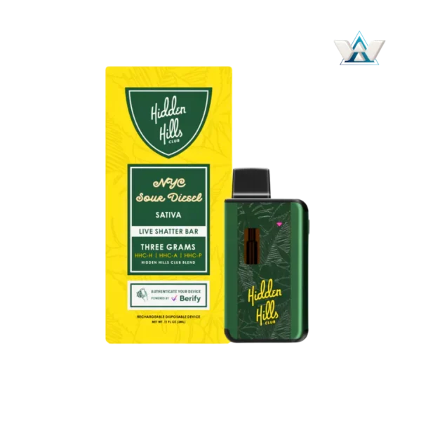 hidden hills | vape desechable live shatter hhc 3000 mg | 3 ml | pluma de wax