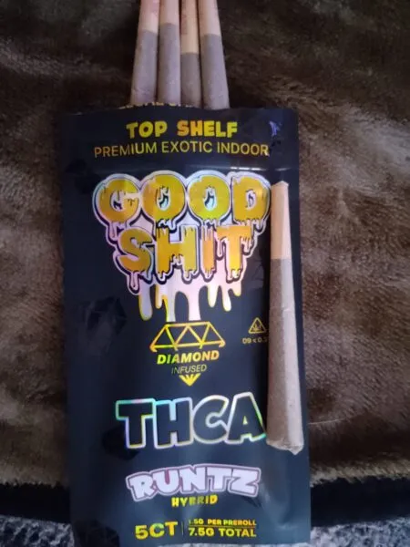 paquete de 5 prerolados | good shit | thca + diamantes | 1.5 gr c/u (total 7.5 gr)