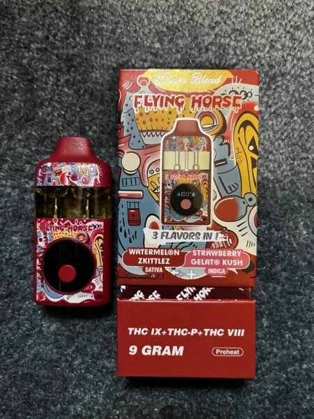 vape desechable | flying horse | thc a + thc p + thc viii + live resin | pantalla led y botón para elegir cepa 3 en 1 | 9 gramos
