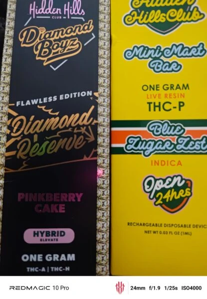 hidden hills | pluma de wax desechable | diamond boyz | diamond reserve | thc a + thc h | 1g