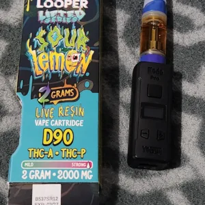 cartucho de wax 2g looper | lifted series live resin | d90, thc b, thc p, thc o, thc h