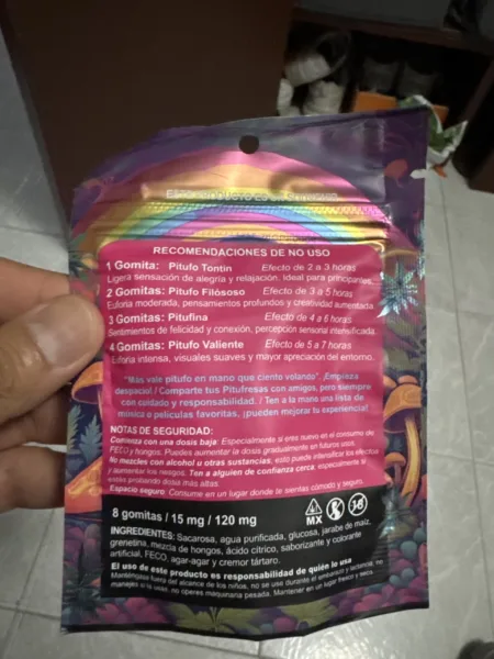 pitufresas mágicas / psicodélicas / mezcla de hongos / delta 9 / 8 gomitas / 15m g / 120 mg